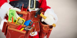 Santa με τα εργαλεία κατασκευής στοκ εικόνα Santa με τα εργαλεία κατασκευής στοκ εικόνα