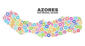 Sao Miguel Island Map del mosaico de los artículos del diente ilustración del vector Sao Miguel Island Map del mosaico de los artículos del diente ilustración del vector