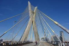 Sao Paulo, Brazil: cable-stayed bridge, low angle view