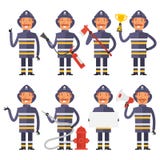 Sapador-bombeiro em poses diferentes ilustração royalty free Sapador-bombeiro em poses diferentes ilustração royalty free