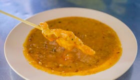 Satay with Peanut Sauce Royalty Free Stock Photography Satay with Peanut Sauce Royalty Free Stock Photography