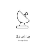 satellietpictogramvector van aardrijkskundeinzameling Dunne het pictogram vectorillustratie van het lijn satellietoverzicht Overz vector illustratie satellietpictogramvector van aardrijkskundeinzameling Dunne het pictogram vectorillustratie van het lijn satellietoverzicht Overz vector illustratie