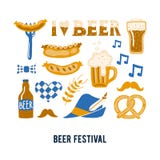 Satz Hand gezeichnete traditionelle Bierfestivalattribute Handwerksbierdruck vektor abbildung Satz Hand gezeichnete traditionelle Bierfestivalattribute Handwerksbierdruck vektor abbildung
