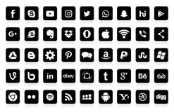 Satz populäre Social Media-Logos, Ikonen: Facebook, Instagram, Youtube, Twitter, LinkedIn, WhatsApp stock abbildung Satz populäre Social Media-Logos, Ikonen: Facebook, Instagram, Youtube, Twitter, LinkedIn, WhatsApp stock abbildung