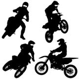 Satz Radfahrermotocrossschattenbilder, Vektorillustration lizenzfreie abbildung Satz Radfahrermotocrossschattenbilder, Vektorillustration lizenzfreie abbildung