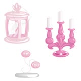 Satz rosa Weinlesebeleuchtungsgegenstände lizenzfreie abbildung Satz rosa Weinlesebeleuchtungsgegenstände lizenzfreie abbildung
