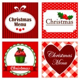 Satz von vier netten Retro- Weihnachtseinladungskarten, Abendessenmenü für Restaurant, vectr Illustrationen. Herbst, Fallornamentr stock abbildung Satz von vier netten Retro- Weihnachtseinladungskarten, Abendessenmenü für Restaurant, vectr Illustrationen. Herbst, Fallornamentr stock abbildung