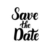 Save The Date. Lettering, Hand Inscription, Modern Brush Calligraphy. Black Inscription On White Background. Vector. Stock Images