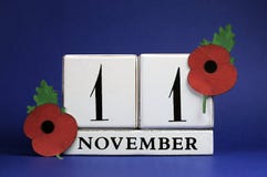 Save The Date, White Block Calendar, For November 11, Remembrance Day Royalty Free Stock Images