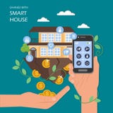 Savings with smart house vector flat illustration stock illustration Savings with smart house vector flat illustration stock illustration