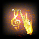 Saxophone on fire a background with music notes vector illustration Saxophone on fire a background with music notes vector illustration