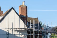 Scaffold Platform Erected For Construction Repair Work On Rural Royalty Free Stock Photography