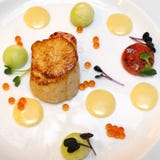 Scallop with assorted sauces Royalty Free Stock Image Scallop with assorted sauces Royalty Free Stock Image