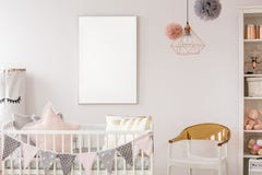 Scandinavian baby room with crib
