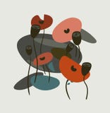 Scandinavian för beståndsdel för blom- design för vektor för vallmoblommakort primitiv royaltyfri illustrationer Scandinavian för beståndsdel för blom- design för vektor för vallmoblommakort primitiv royaltyfri illustrationer