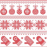 Scandinavian Nordic Seamless Christmas Pattern With Xmas Baubles, Gloves, Stars, Snowflakes, Xmas Ornaments, Snow Element, Hearts Stock Photo Scandinavian Nordic Seamless Christmas Pattern With Xmas Baubles, Gloves, Stars, Snowflakes, Xmas Ornaments, Snow Element, Hearts Stock Photo