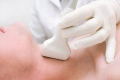 Scanning With Ultrasound For Thyroid Research Stock Photo Scanning With Ultrasound For Thyroid Research Stock Photo