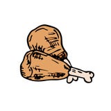 Scarabocchio disegnato a mano delle coscie di pollo Alimento di schizzo di colore e bevanda, ico royalty illustrazione gratis Scarabocchio disegnato a mano delle coscie di pollo Alimento di schizzo di colore e bevanda, ico royalty illustrazione gratis