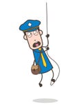 Scared Postal-Worker Trying to Climb Rope Vector Stock Photos Scared Postal-Worker Trying to Climb Rope Vector Stock Photos