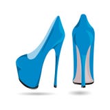 Scarpe di pelle verniciata blu delle donne, isolate su un fondo bianco Scarpe blu con un tacco alto illustrazione vettoriale Scarpe di pelle verniciata blu delle donne, isolate su un fondo bianco Scarpe blu con un tacco alto illustrazione vettoriale