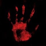 Scary Bloody Hand Print On Black Background Stock Photography