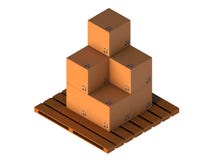 Scatole di cartone isometriche isolate su bianco Supporto sul pallet royalty illustrazione gratis Scatole di cartone isometriche isolate su bianco Supporto sul pallet royalty illustrazione gratis