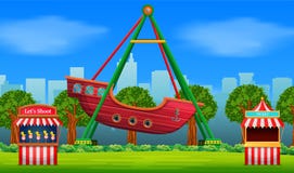 Scena del parco di divertimenti al giorno royalty illustrazione gratis Scena del parco di divertimenti al giorno royalty illustrazione gratis