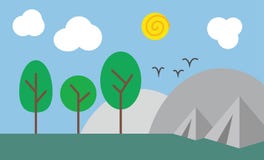 Scena di campeggio astratta in natura illustrazione di stock Scena di campeggio astratta in natura illustrazione di stock