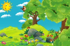 Scena floreale della natura del fumetto illustrazione vettoriale Scena floreale della natura del fumetto illustrazione vettoriale