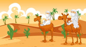 Scene With Arabs Riding On Camels Stock Photos