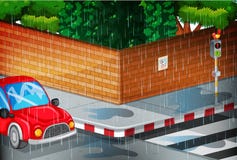 Scene With Street In The Rain Royalty Free Stock Image