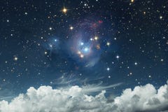 Scenic heavenly landscape. Starry sky on a background of white c royalty free stock photos Scenic heavenly landscape. Starry sky on a background of white c royalty free stock photos
