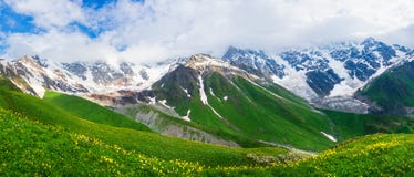 Scenic panoramic view on mountain range in Caucasus, Georgia stock photography Scenic panoramic view on mountain range in Caucasus, Georgia stock photography
