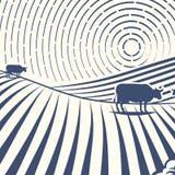 Scenisk antik teckning för Retro för landskapvektorillustration för lantgård bygd för hus åkerbruk grafisk vektor illustrationer Scenisk antik teckning för Retro för landskapvektorillustration för lantgård bygd för hus åkerbruk grafisk vektor illustrationer
