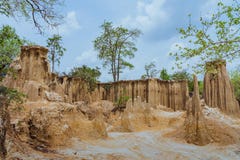 Sch?ne Landschaft von Wasserstr?men durch den Boden haben Abnutzung und Einsturz des Bodens in eine nat?rliche Schicht bei Pong Y stockfotografie Sch?ne Landschaft von Wasserstr?men durch den Boden haben Abnutzung und Einsturz des Bodens in eine nat?rliche Schicht bei Pong Y stockfotografie