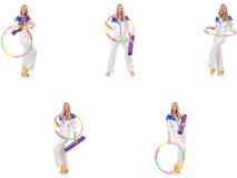 Sch?nheit mit hula Band lokalisiert auf Wei? stockfotografie Sch?nheit mit hula Band lokalisiert auf Wei? stockfotografie