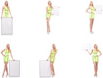 Sch?nheitsholding whiteboard lokalisiert auf Wei? stockfotos Sch?nheitsholding whiteboard lokalisiert auf Wei? stockfotos