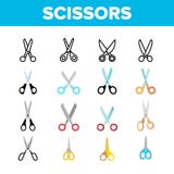 Schaar, Vector Geplaatste de Kleurenpictogrammen van de Schoolkantoorbehoeften royalty-vrije illustratie Schaar, Vector Geplaatste de Kleurenpictogrammen van de Schoolkantoorbehoeften royalty-vrije illustratie