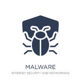 Schadsoftwareikone Modische flache Vektor Schadsoftwareikone auf weißem backgroun lizenzfreie abbildung Schadsoftwareikone Modische flache Vektor Schadsoftwareikone auf weißem backgroun lizenzfreie abbildung