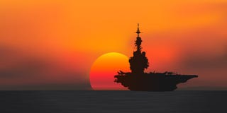Schattenbild einer flachen Fördermaschine bei Sonnenuntergang stock abbildung Schattenbild einer flachen Fördermaschine bei Sonnenuntergang stock abbildung