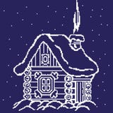 Schattenbild eines Winterhauses, Hütte in den Schneewehen gezeichnet durch Quadrate, Pixel Auch im corel abgehobenen Betrag stock abbildung Schattenbild eines Winterhauses, Hütte in den Schneewehen gezeichnet durch Quadrate, Pixel Auch im corel abgehobenen Betrag stock abbildung