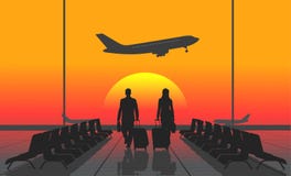 Schattenbildleute in einem Flughafen vektor abbildung Schattenbildleute in einem Flughafen vektor abbildung