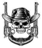 Schedelcowboy Hat en Kanonnen stock illustratie Schedelcowboy Hat en Kanonnen stock illustratie