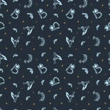 Scheletro, lettere e fossili del dinosauro Vector il reticolo senza giunte royalty illustrazione gratis Scheletro, lettere e fossili del dinosauro Vector il reticolo senza giunte royalty illustrazione gratis
