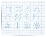 Scheme of geometrical objects on copybook paper Stock Photography Scheme of geometrical objects on copybook paper Stock Photography