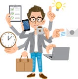 Schepper-als mensen die multitasking uitvoeren royalty-vrije illustratie Schepper-als mensen die multitasking uitvoeren royalty-vrije illustratie