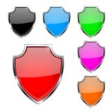 Schermi del metallo 3d Insieme dei simboli colorati di sicurezza illustrazione di stock Schermi del metallo 3d Insieme dei simboli colorati di sicurezza illustrazione di stock