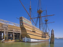 Schip Mayflower II, Plymouth, Massachusetts, de V.S. stock foto Schip Mayflower II, Plymouth, Massachusetts, de V.S. stock foto