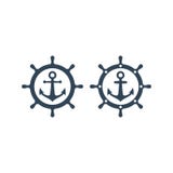 Schipstuurwiel en ankerpictogram Het wiel en het anker vectorpictogramreeks van het schip royalty-vrije illustratie Schipstuurwiel en ankerpictogram Het wiel en het anker vectorpictogramreeks van het schip royalty-vrije illustratie