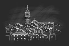 Schizzo di vettore di architettura di Korcula illustrazione di stock Schizzo di vettore di architettura di Korcula illustrazione di stock